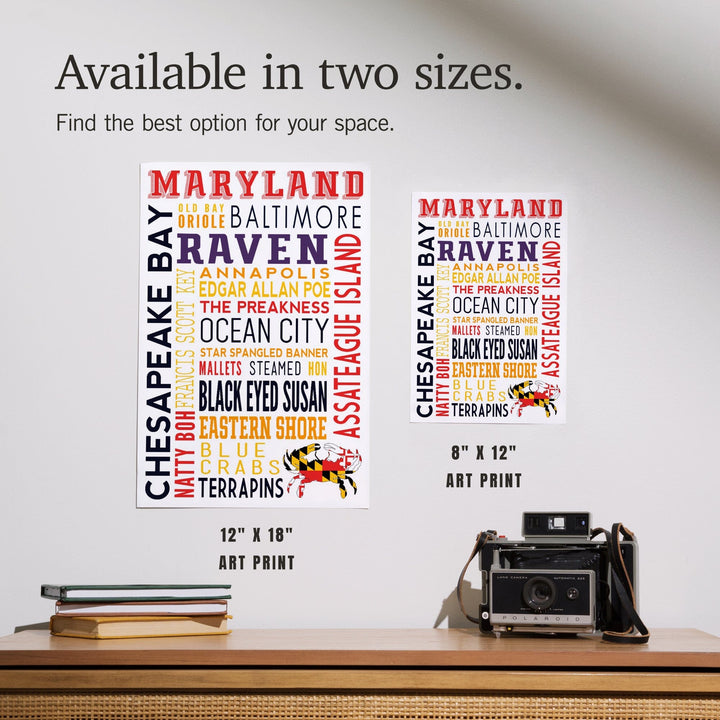 Maryland, Typography, Art & Giclee Prints Art Lantern Press 
