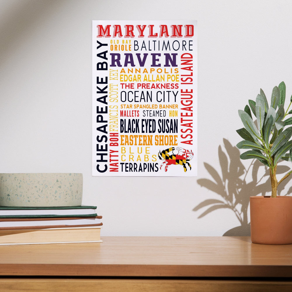 Maryland, Typography, Art & Giclee Prints Art Lantern Press 