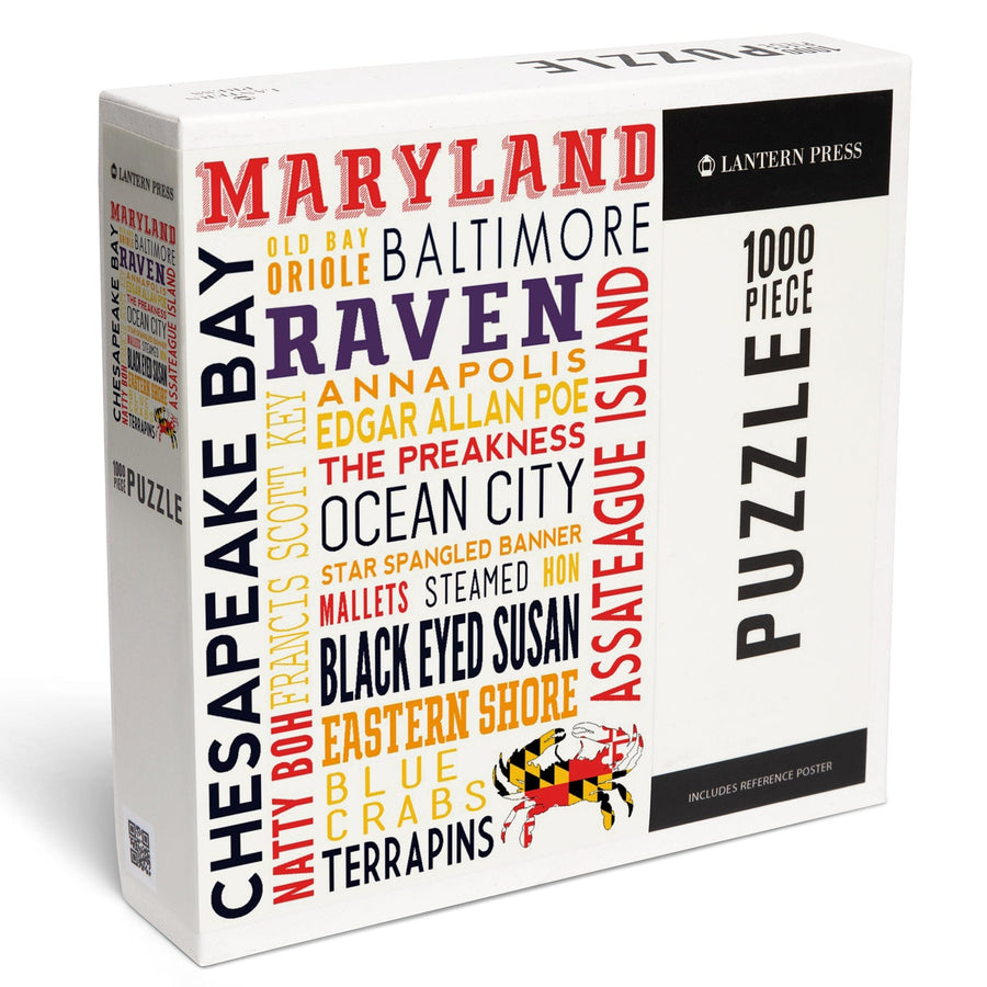 Maryland, Typography, Jigsaw Puzzle Puzzle Lantern Press 