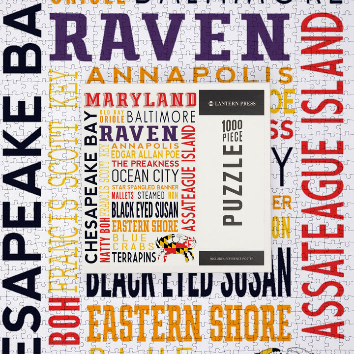 Maryland, Typography, Jigsaw Puzzle Puzzle Lantern Press 