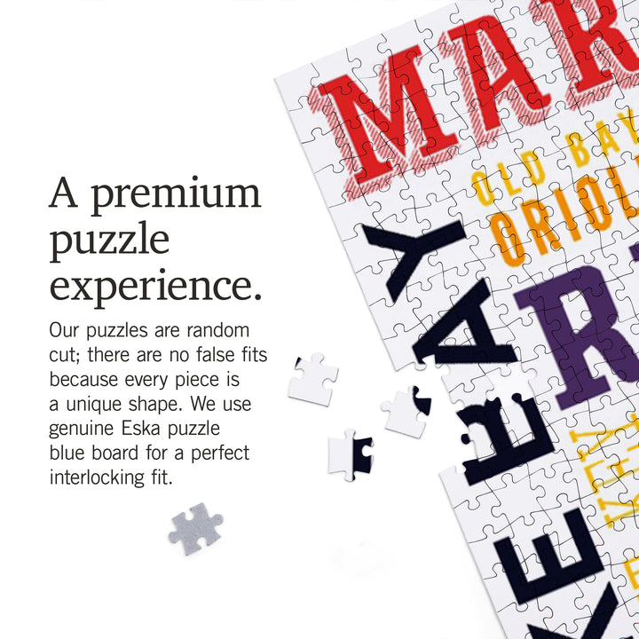 Maryland, Typography, Jigsaw Puzzle Puzzle Lantern Press 