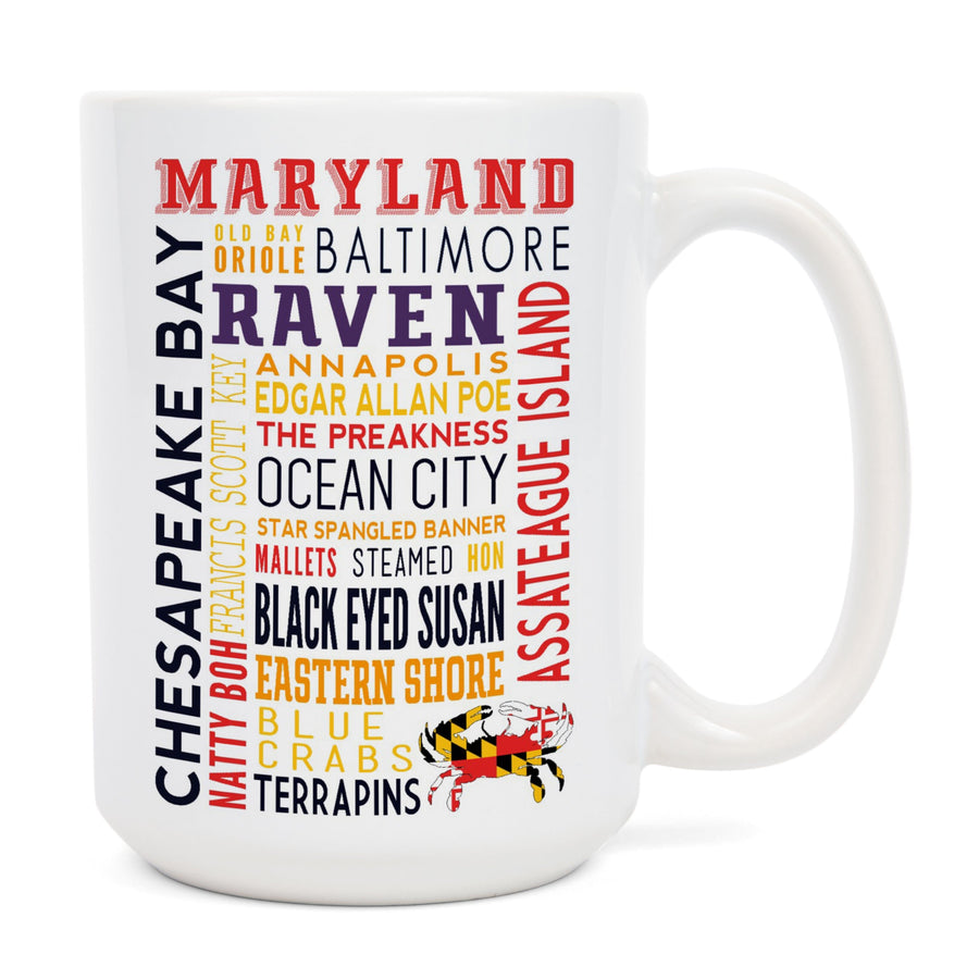 Maryland, Typography, Lantern Press Artwork, Ceramic Mug Mugs Lantern Press 