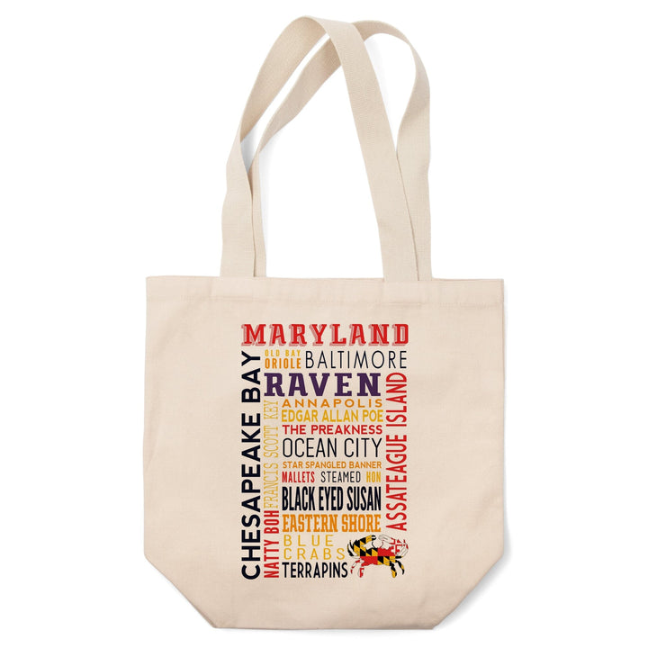 Maryland, Typography, Tote Bag Totes Lantern Press 