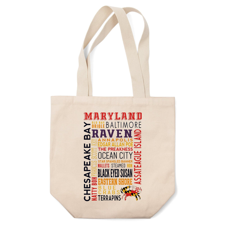 Maryland, Typography, Tote Bag Totes Lantern Press 