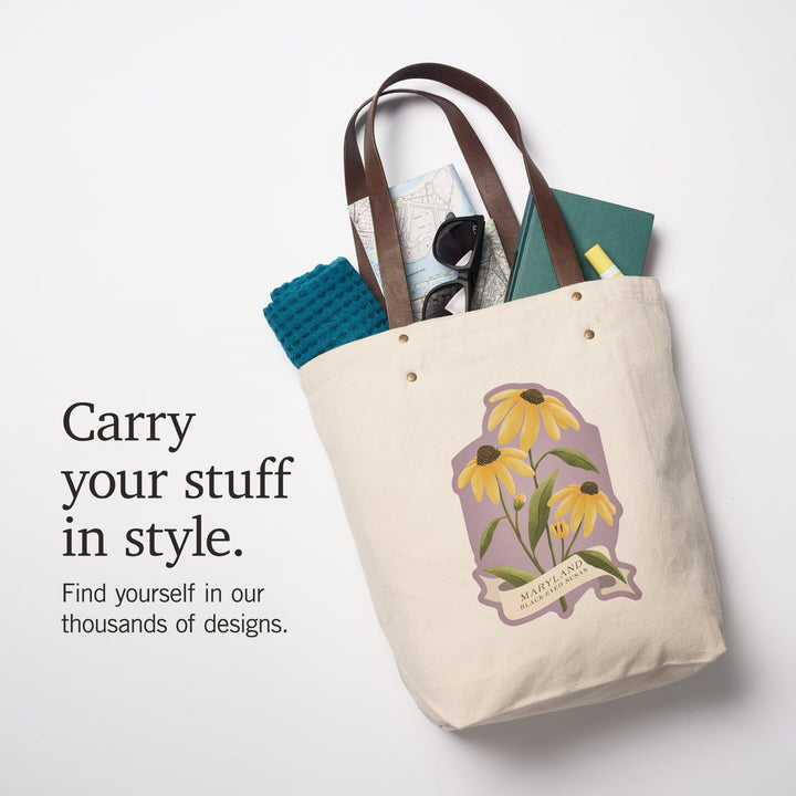 Maryland, Vintage Flora, State Series, Contour, Deluxe Tote Totes Lantern Press 