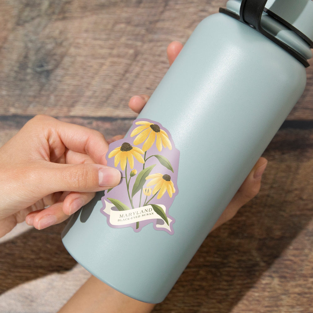 Maryland, Vintage Flora, State Series, Contour, Vinyl Sticker Sticker Lantern Press 