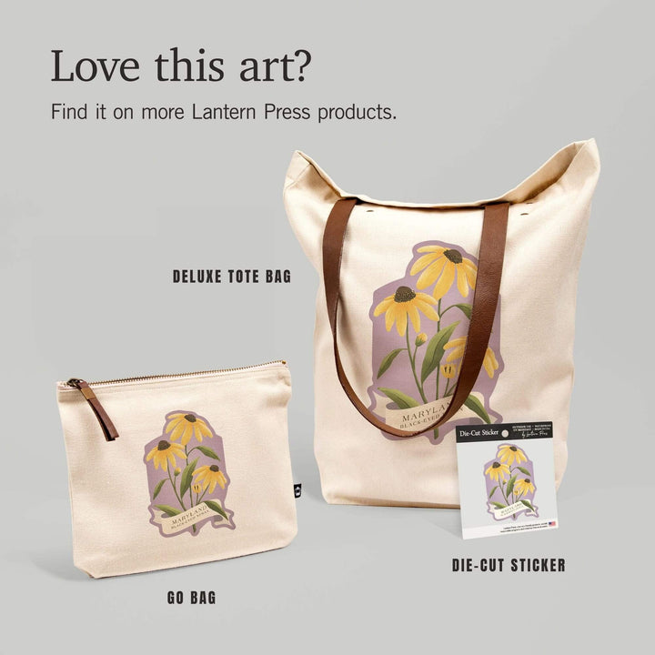 Maryland, Vintage Flora, State Series, Contour, Vinyl Sticker Sticker Lantern Press 