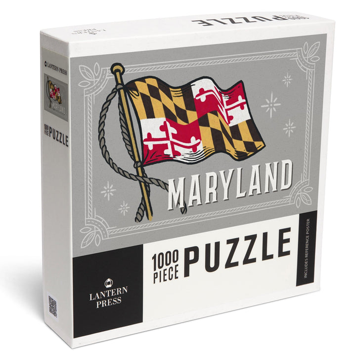 Maryland, Waving State Flag, State Series, Jigsaw Puzzle - Lantern Press