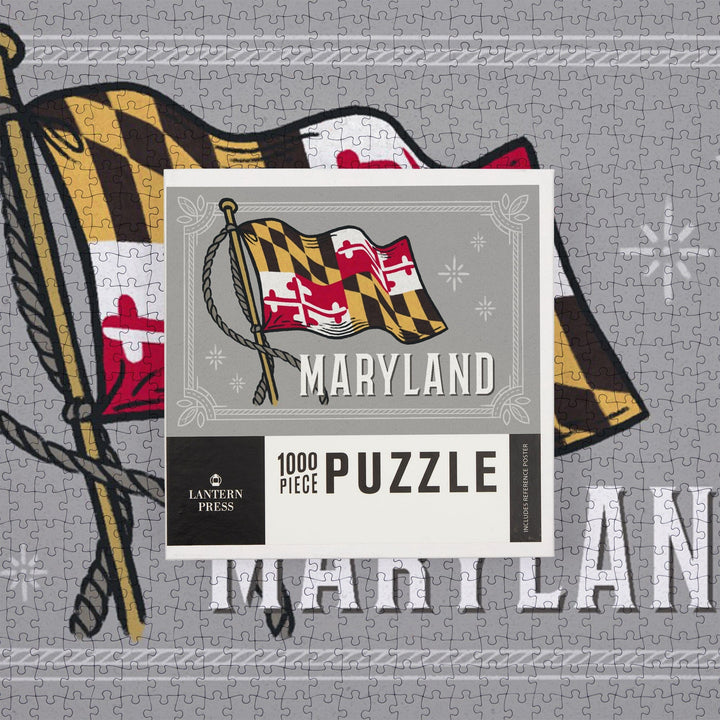 Maryland, Waving State Flag, State Series, Jigsaw Puzzle - Lantern Press