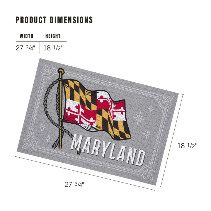 Maryland, Waving State Flag, State Series, Jigsaw Puzzle - Lantern Press