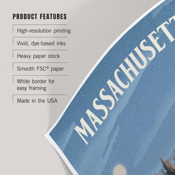 Massachusetts, Lithograph, Reflection Pond and Bull Moose, Art & Giclee Prints Art Lantern Press 