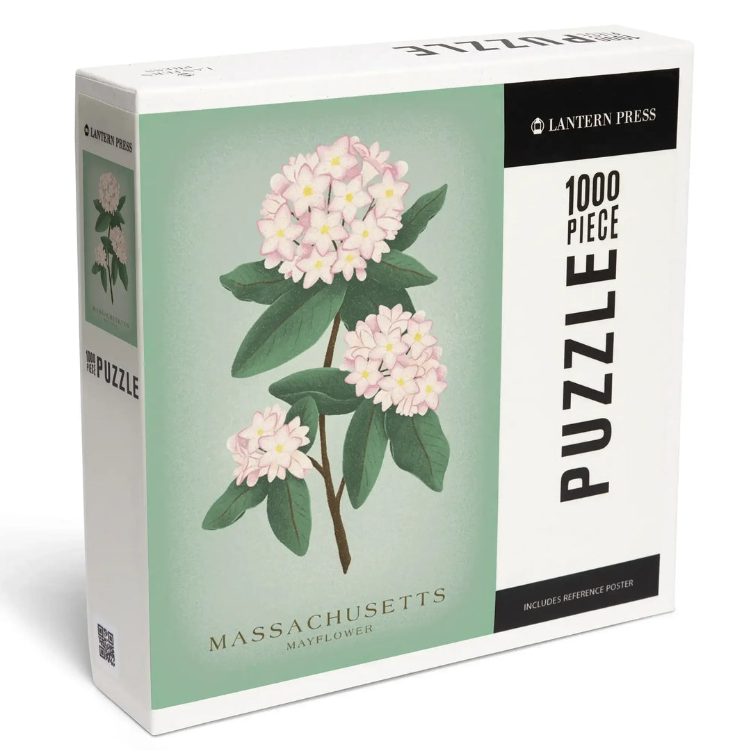 Massachusetts, Mayflower, Vintage Flora, State Series, Jigsaw Puzzle Puzzle Lantern Press 