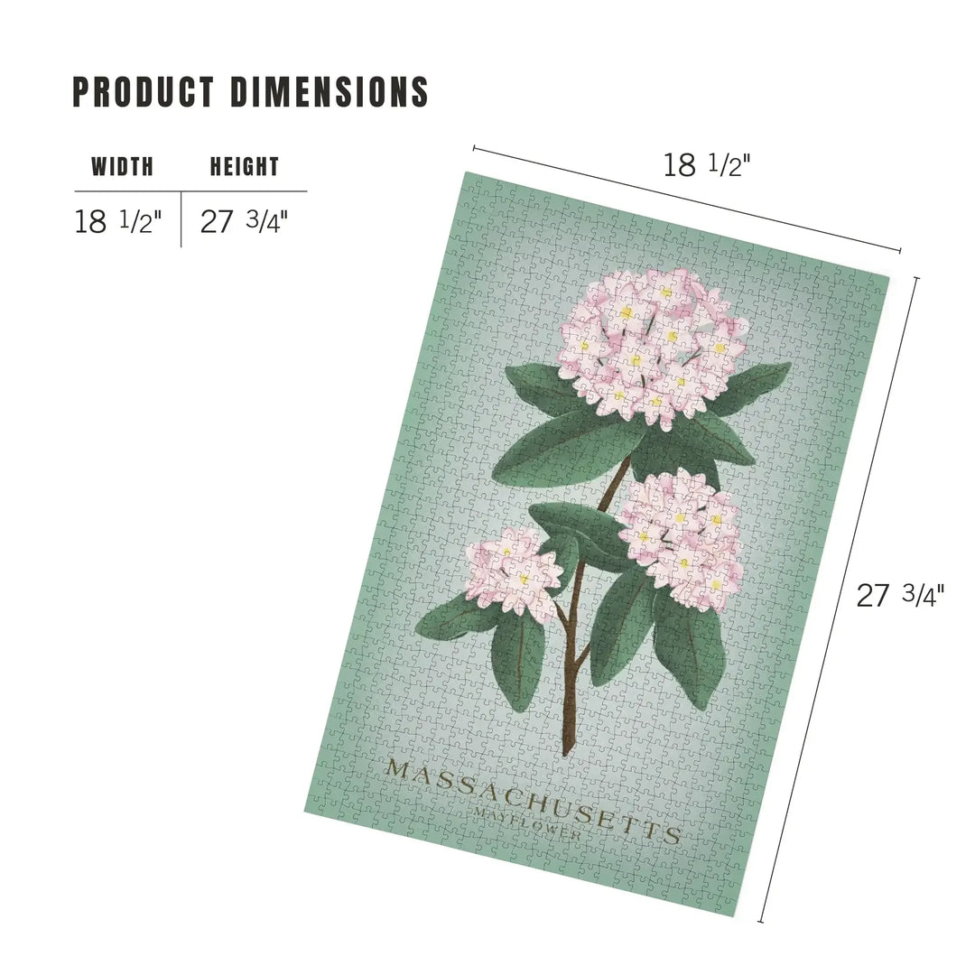 Massachusetts, Mayflower, Vintage Flora, State Series, Jigsaw Puzzle Puzzle Lantern Press 