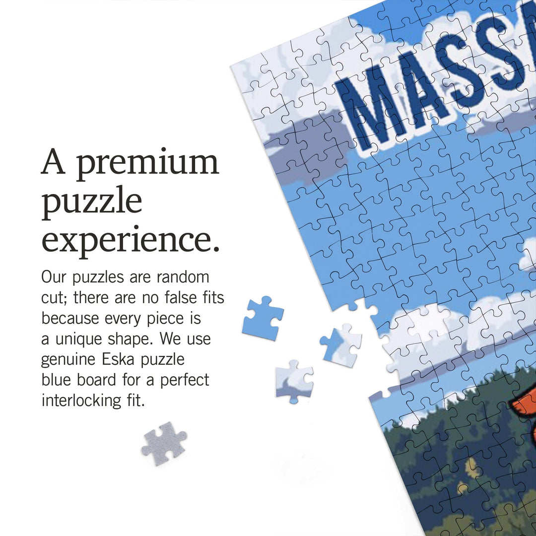 Massachusetts, Signpost, Vineyard, Jigsaw Puzzle Puzzle Lantern Press 
