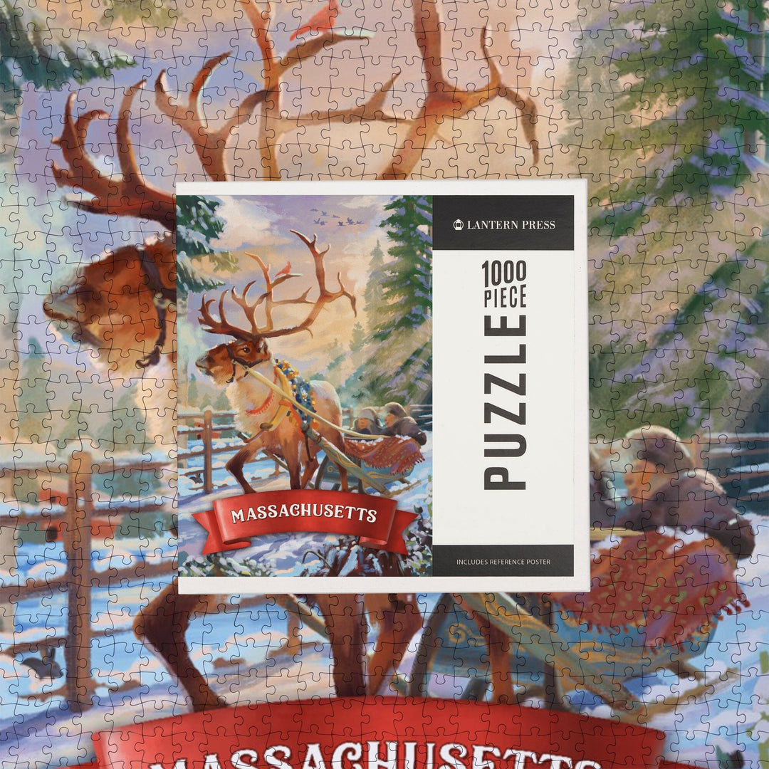 Massachusetts, Sleigh Ride, Jigsaw Puzzle Puzzle Lantern Press 