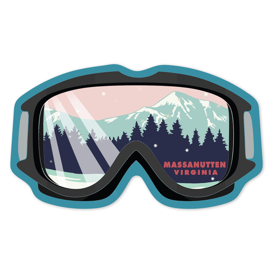 Massanutten, Virginia, Ski Goggles, Contour, Vinyl Sticker - Lantern Press