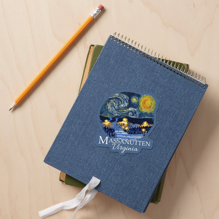 Massanutten, Virginia, Starry Night, Ski Resort, Contour, Vinyl Sticker Sticker Lantern Press 