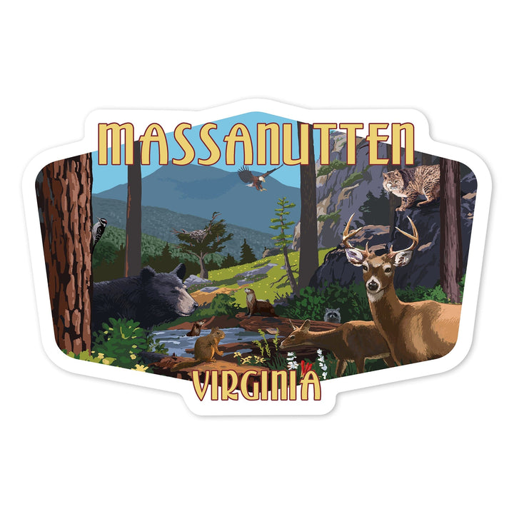 Massanutten, Virginia, Wildlife Utopia, Contour, Vinyl Sticker Sticker Lantern Press 