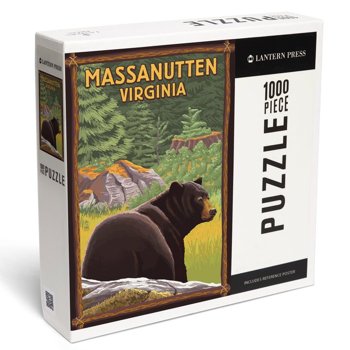 Massanutten,Virginia, Black Bear in Forest, Jigsaw Puzzle Puzzle Lantern Press 