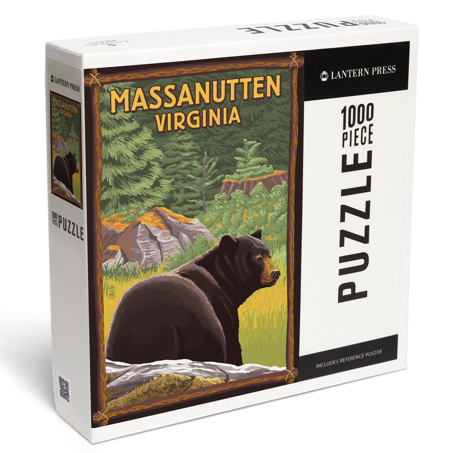Massanutten,Virginia, Black Bear in Forest, Jigsaw Puzzle Puzzle Lantern Press 