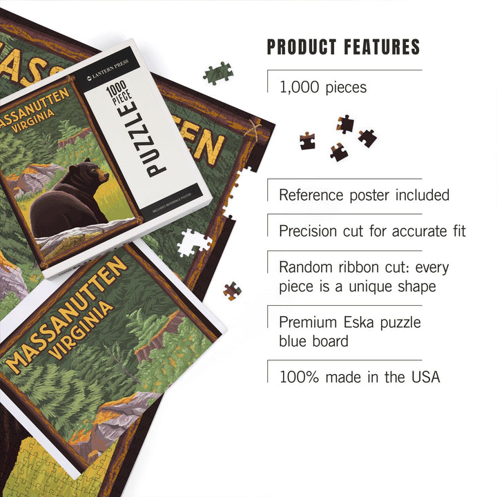 Massanutten,Virginia, Black Bear in Forest, Jigsaw Puzzle Puzzle Lantern Press 
