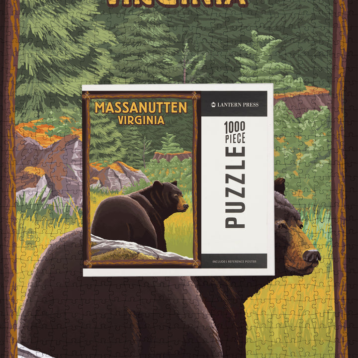 Massanutten,Virginia, Black Bear in Forest, Jigsaw Puzzle Puzzle Lantern Press 