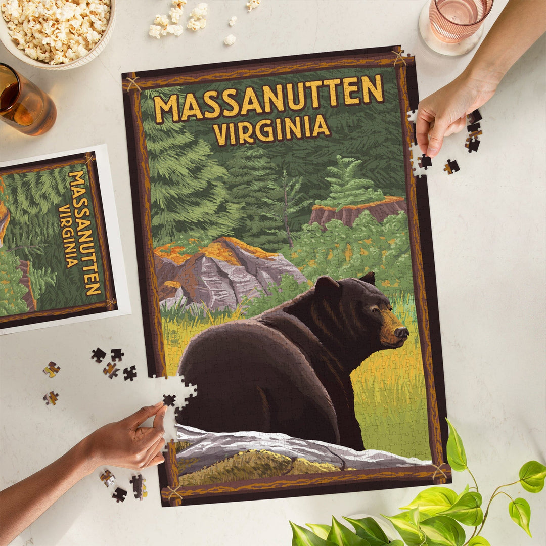 Massanutten,Virginia, Black Bear in Forest, Jigsaw Puzzle Puzzle Lantern Press 