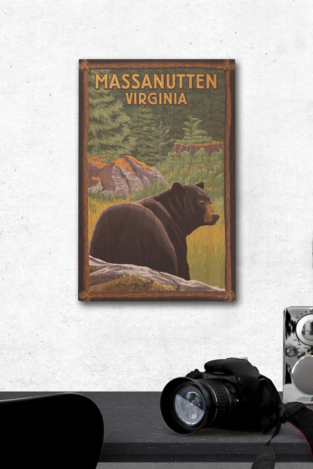 Massanutten,Virginia, Black Bear in Forest, Lantern Press Artwork, Wood Signs and Postcards Wood Lantern Press 12 x 18 Wood Gallery Print 