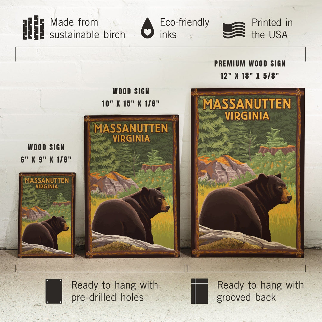 Massanutten,Virginia, Black Bear in Forest, Lantern Press Artwork, Wood Signs and Postcards Wood Lantern Press 