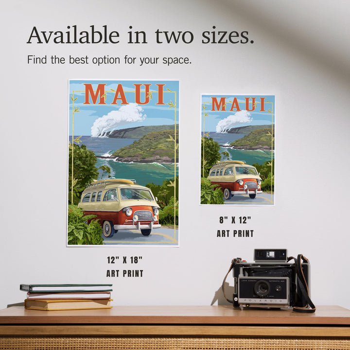 Maui, Hawaii, Camper Van, Art & Giclee Prints Art Lantern Press 