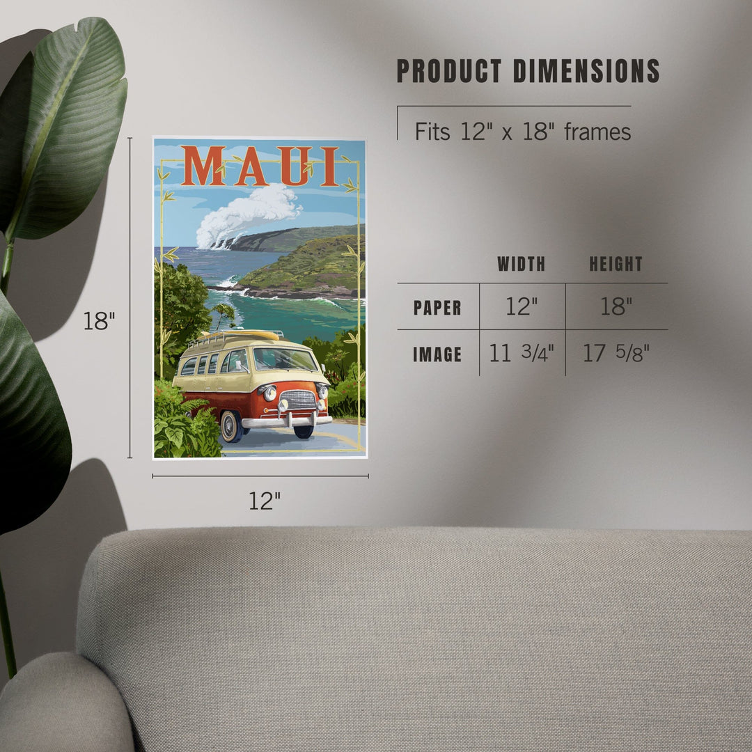 Maui, Hawaii, Camper Van, Art & Giclee Prints Art Lantern Press 