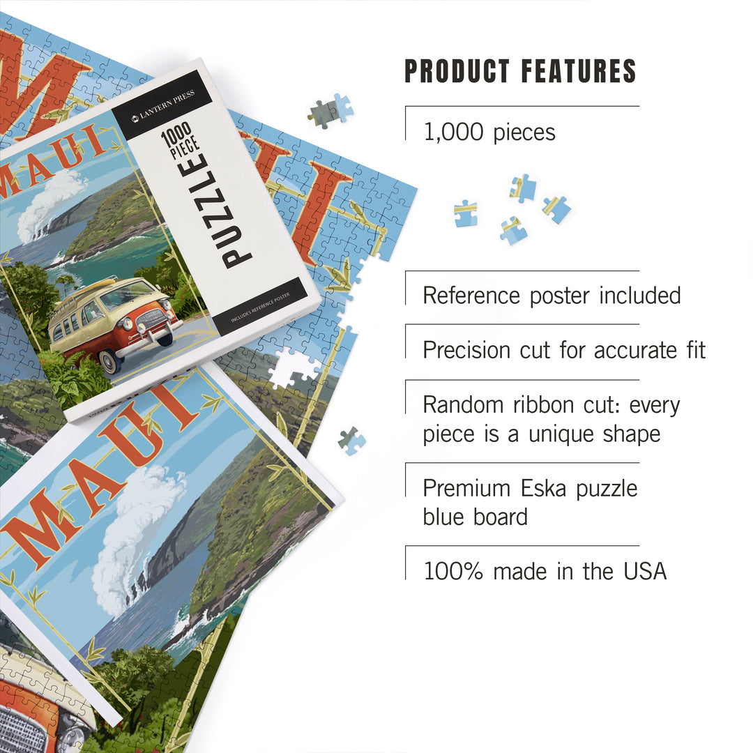 Maui, Hawaii, Camper Van, Jigsaw Puzzle Puzzle Lantern Press 