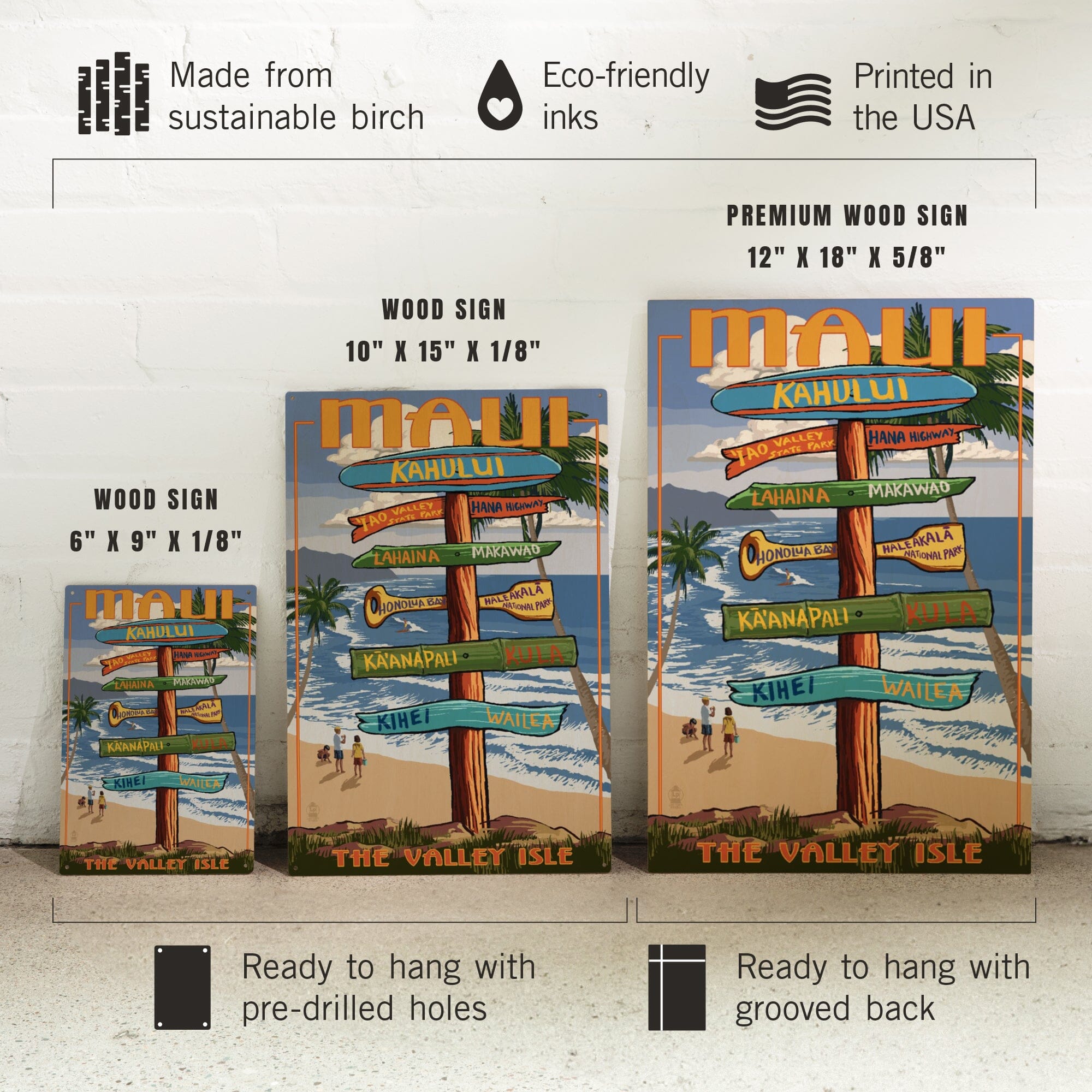 Maui, Hawaii, Destination Signpost, Lantern Press Artwork Maui, Hawaii, Destination Signpost, Lantern Press Artwork