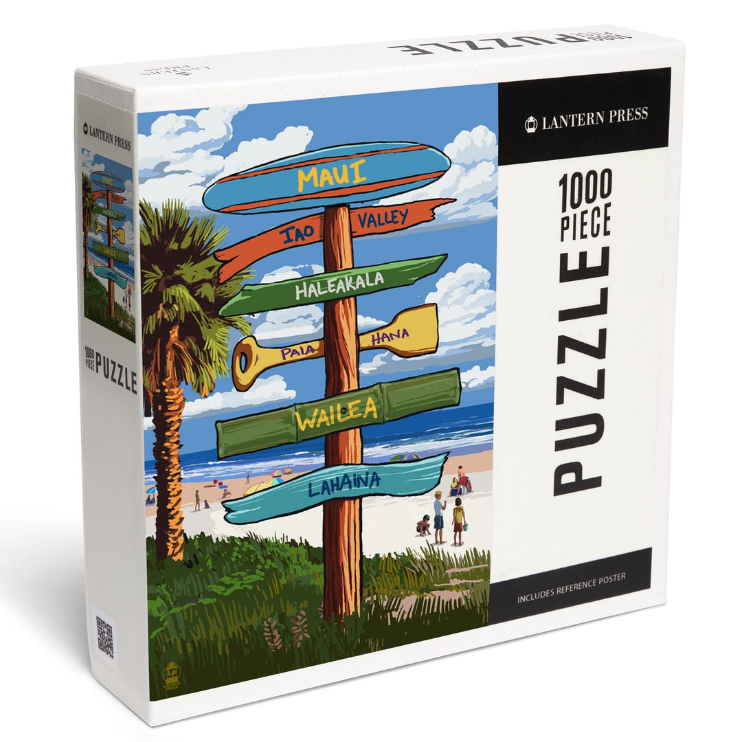 Maui, Hawaii, Destinations Sign, Jigsaw Puzzle Puzzle Lantern Press 