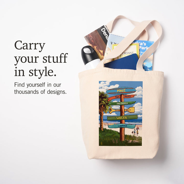 Maui, Hawaii, Destinations Sign, Tote Bag Totes Lantern Press 