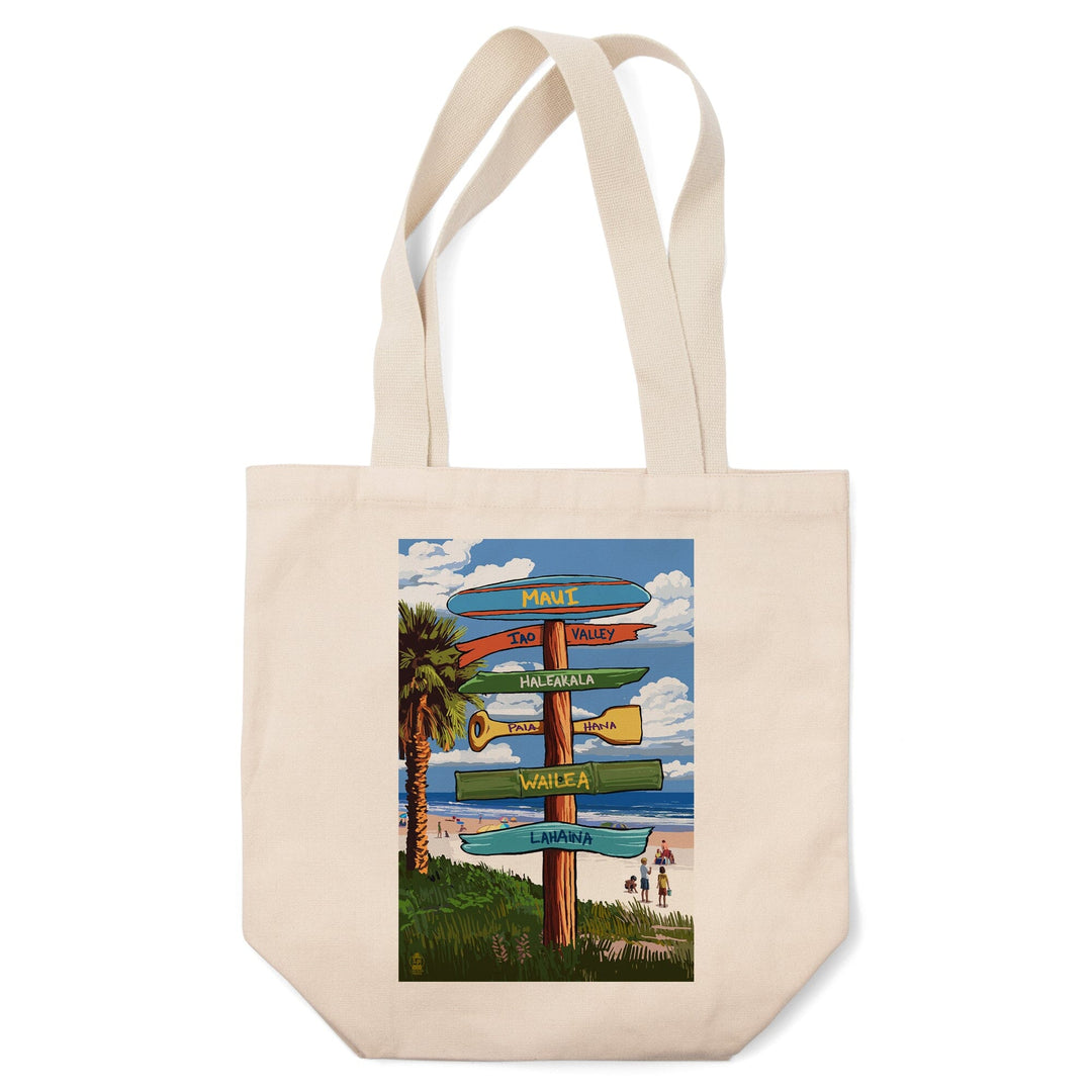 Maui, Hawaii, Destinations Sign, Tote Bag Totes Lantern Press 
