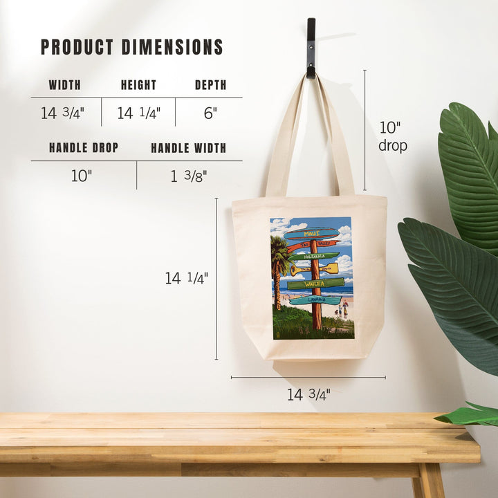 Maui, Hawaii, Destinations Sign, Tote Bag Totes Lantern Press 