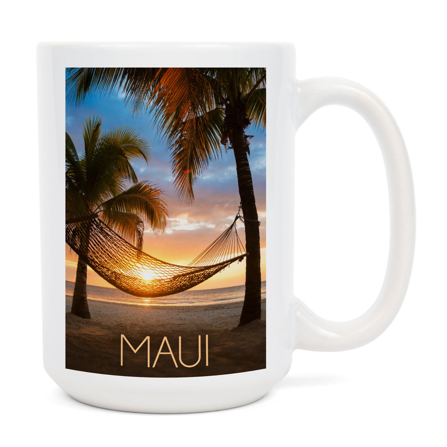 Maui, Hawaii, Hammock & Sunset, Lantern Press Photography, Ceramic Mug Mugs Lantern Press 