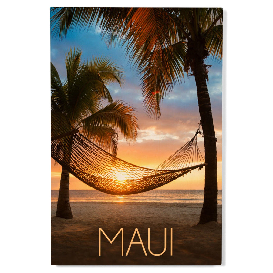 Maui, Hawaii, Hammock & Sunset, Lantern Press Photography, Wood Signs and Postcards Wood Lantern Press 