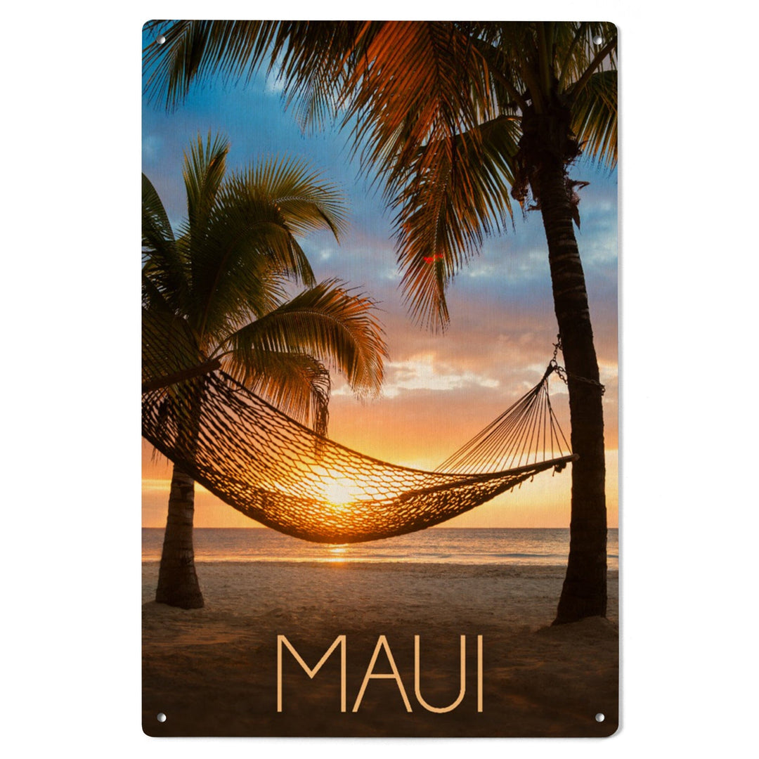 Maui, Hawaii, Hammock & Sunset, Lantern Press Photography, Wood Signs and Postcards Wood Lantern Press 