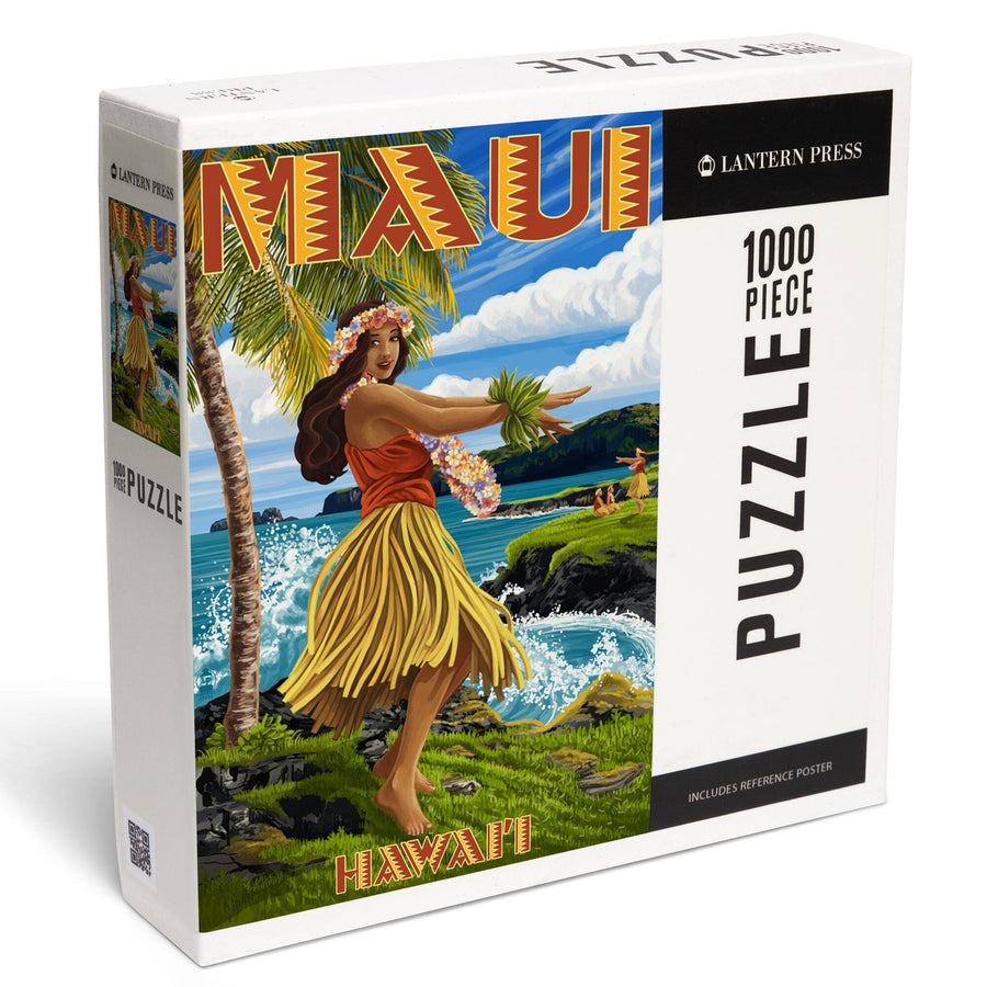 Maui, Hawaii, Hula Girl on Coast, Jigsaw Puzzle Puzzle Lantern Press 