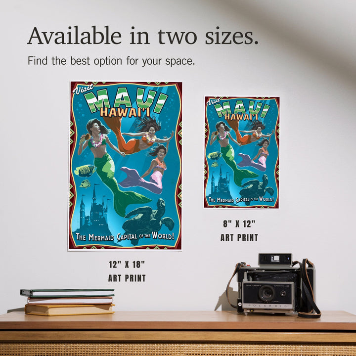 Maui, Hawaii, Mermaid Vintage Sign, Art & Giclee Prints Art Lantern Press 