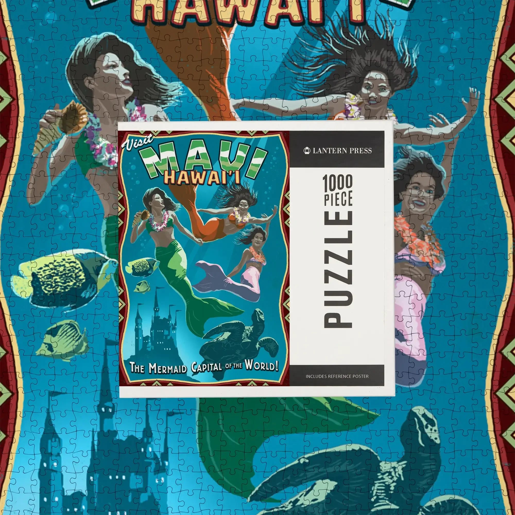Maui, Hawaii, Mermaid Vintage Sign, 1000 piece jigsaw puzzle