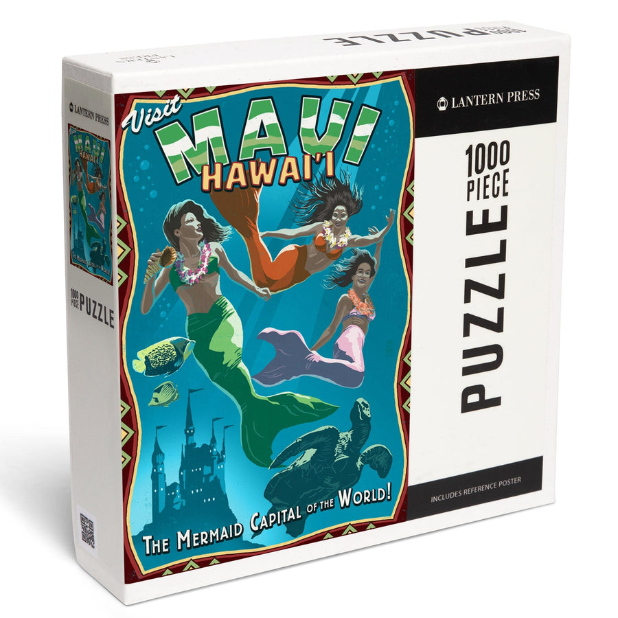 Maui, Hawaii, Mermaid Vintage Sign, Jigsaw Puzzle Puzzle Lantern Press 