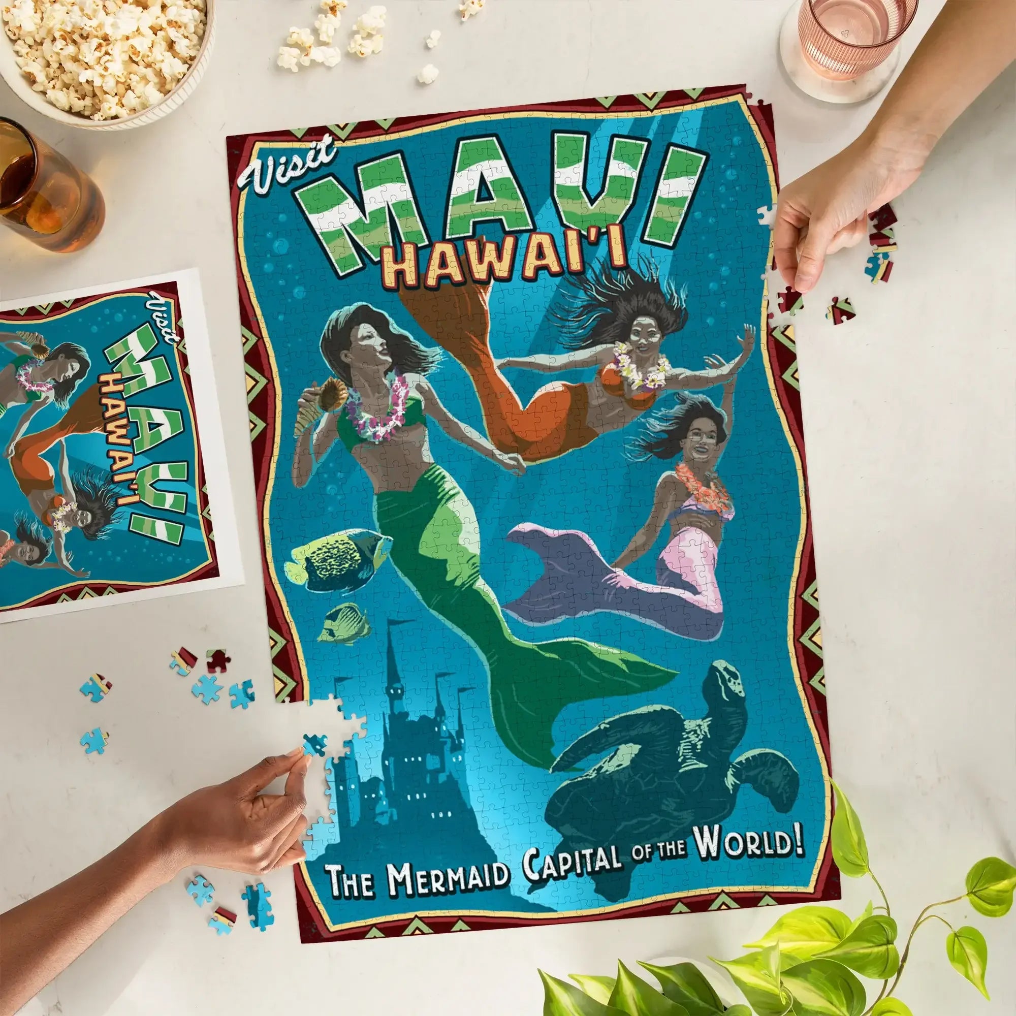 Maui, Hawaii, Mermaid Vintage Sign, 1000 piece jigsaw puzzle