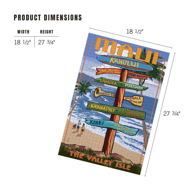Maui, Hawaii, Signpost, Jigsaw Puzzle Puzzle Lantern Press 