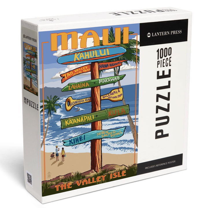 Maui, Hawaii, Signpost, Jigsaw Puzzle Puzzle Lantern Press 