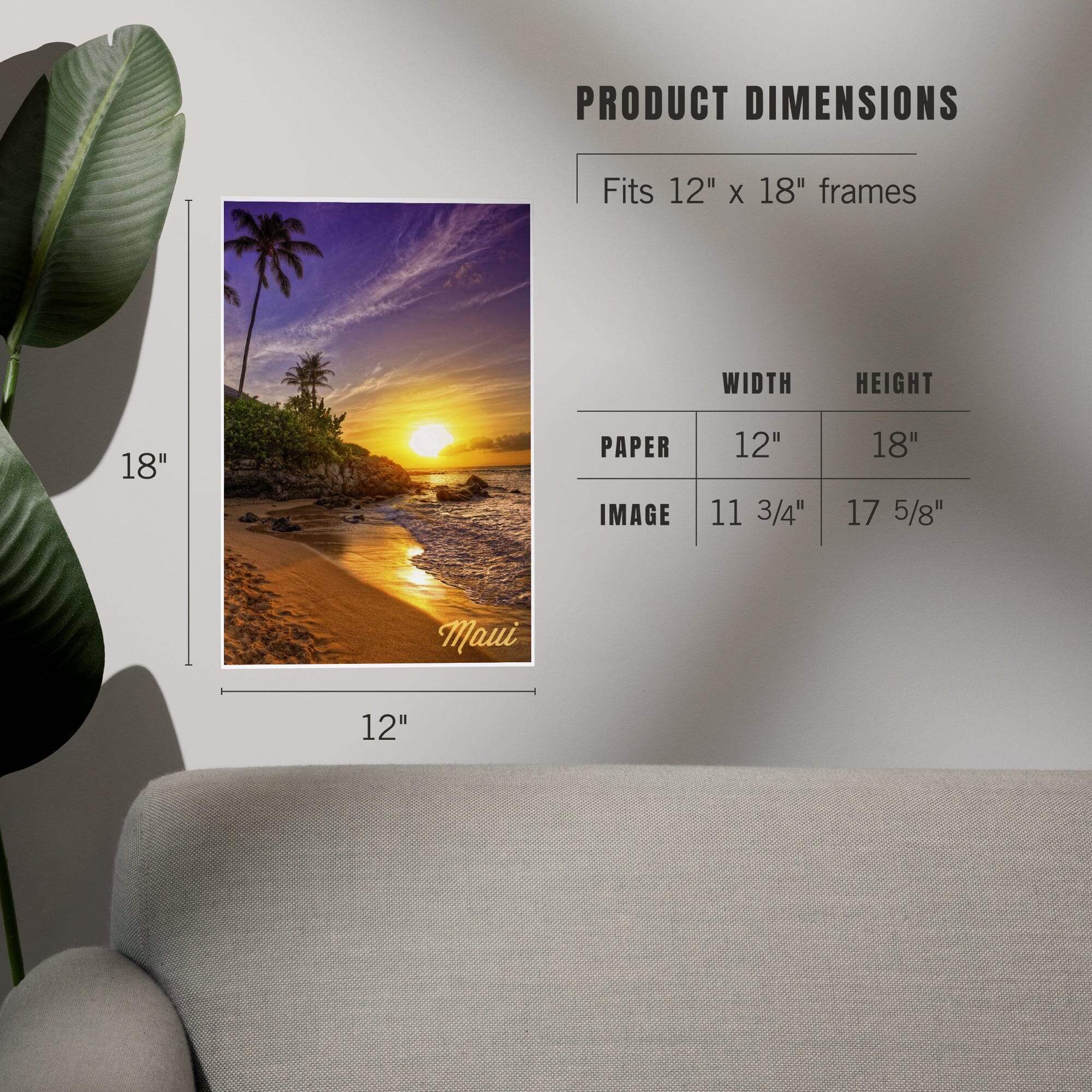 Maui, Hawaii, Sunset and Palm art prints, metal signs – Lantern Press