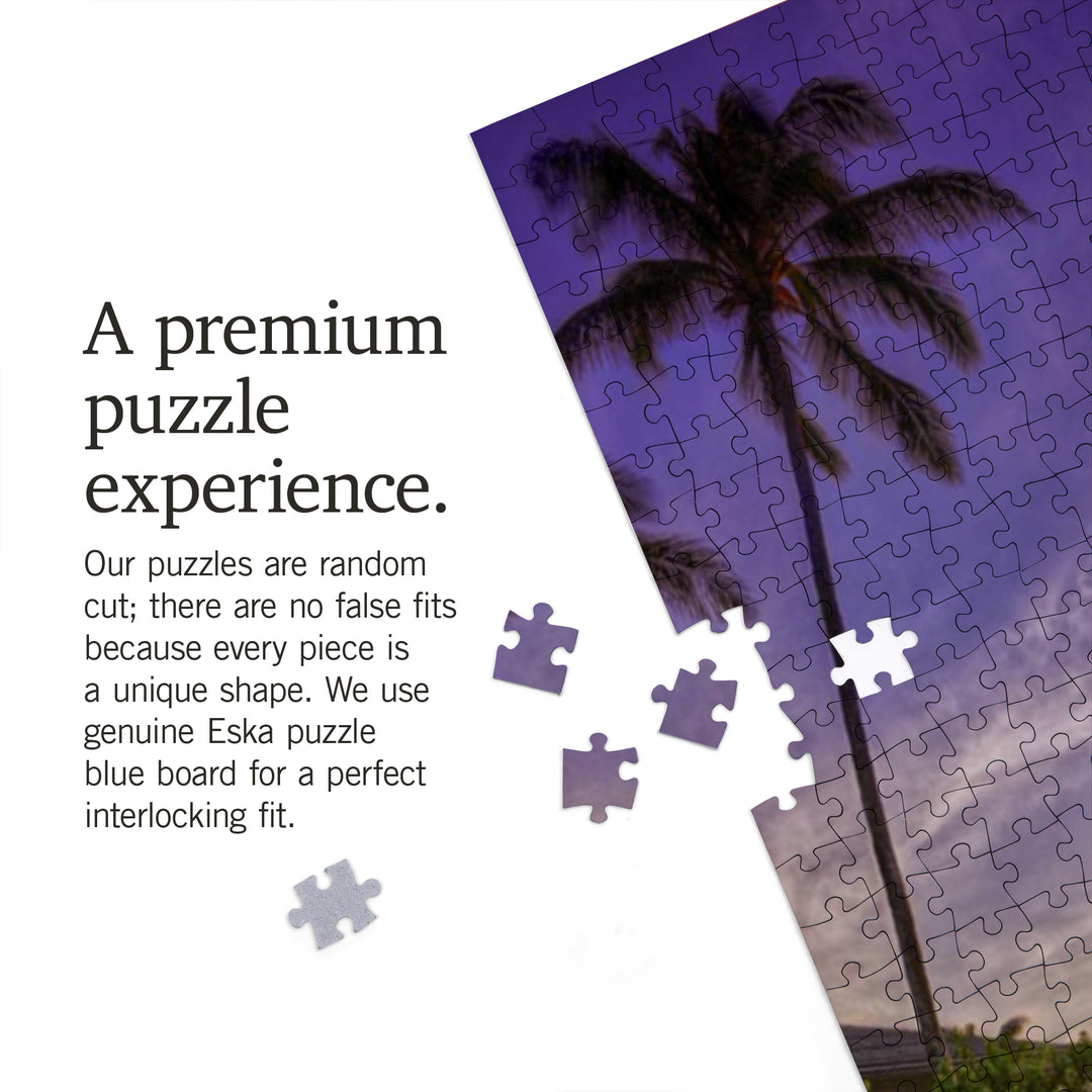 Maui, Hawaii, Sunset and Palm, Jigsaw Puzzle Puzzle Lantern Press 