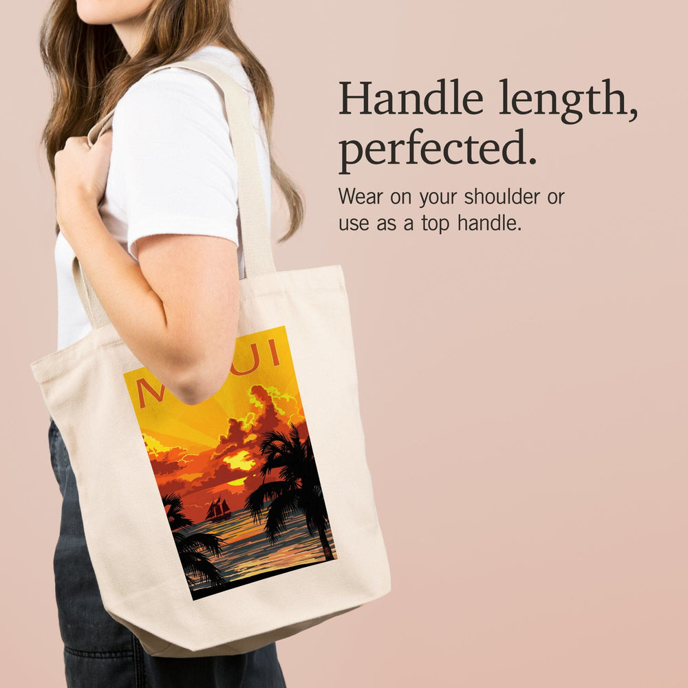 Maui, Hawaii, Sunset and Ship, Tote Bag Totes Lantern Press 